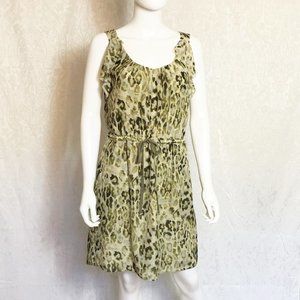Ann Taylor Loft Green/ Grey Leopard Dress Pockets!